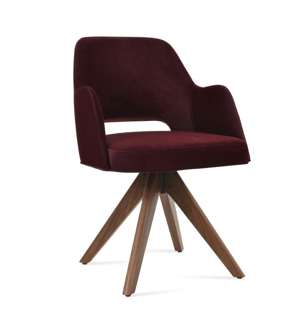 Soho Concept Marash Arm Pyramid Mw Stool - Stylish Dining Chair With Metal Base, Ergonomic Support & 10-year Guarantee Walnut  Soho-concept-dining-chair-04565