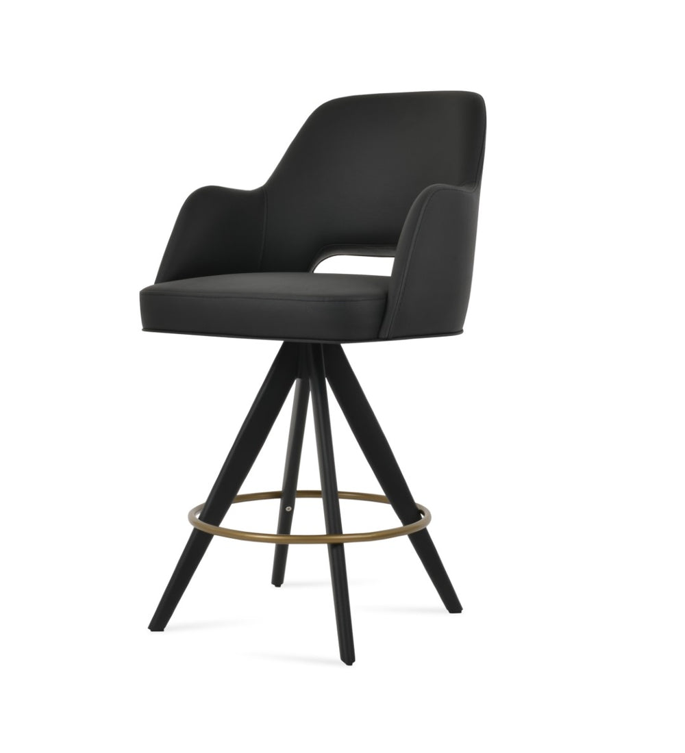Soho Concept Marash Arm Barstools & Counterstools - Ergonomic Comfort, 10-year Guarantee, Modern Boucle Fabric Black,Brass  Soho-concept-dining-chair-08908