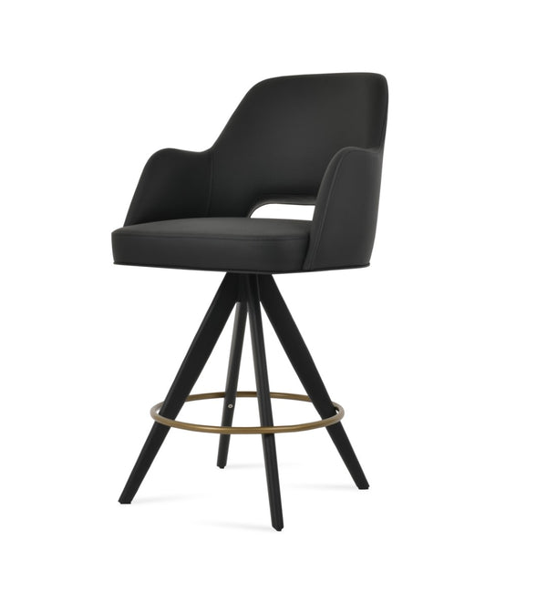 Soho Concept Marash Arm Barstools & Counterstools - Ergonomic Comfort, 10-year Guarantee, Modern Boucle Fabric Black,Brass  Soho-concept-dining-chair-08908