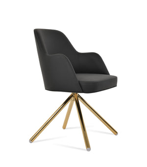Soho Concept Marash Arm Pyramid Mw Stool - Luxurious Boucle & Wool Fabric, Ergonomic Design, 10-year Guarantee Gold,Black  Soho-concept-dining-chair-04535