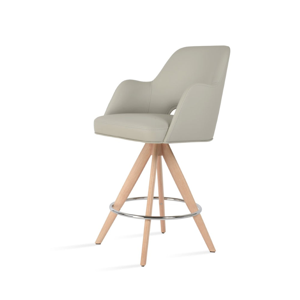 Soho Concept Marash Arm Pyramid Mw Stool Collection: Swivel Bar & Counter Stools In Elegant Boucle Fabric Natural,Light Grey  Soho-concept-dining-chair-08907