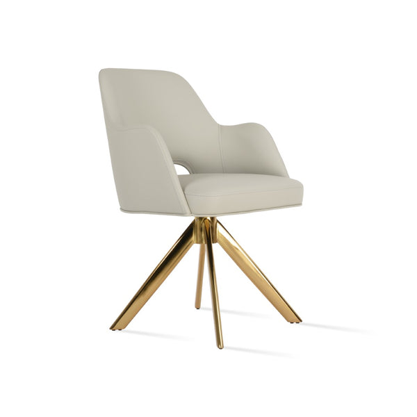 Soho Concept Marash Arm Pyramid Mw Stool - Luxurious Boucle & Wool Fabric, Ergonomic Design, 10-year Guarantee Gold,Light Grey  Soho-concept-dining-chair-04558