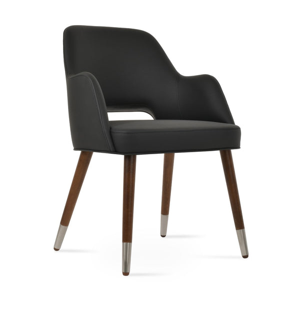 Soho Concept Marash Arm Pyramid Mw Stool - Luxurious Boucle & Wool Fabric, Ergonomic Design, 10-year Guarantee Walnut,Black  Soho-concept-dining-chair-04544