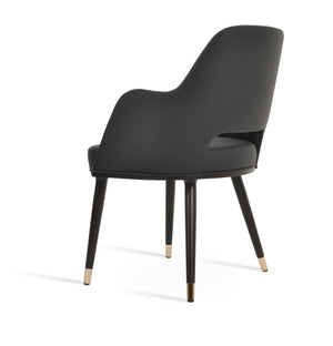 Soho Concept Marash Arm Pyramid Mw Stool - Luxurious Boucle & Wool Fabric, Ergonomic Design, 10-year Guarantee Brass,Black  Soho-concept-dining-chair-04546