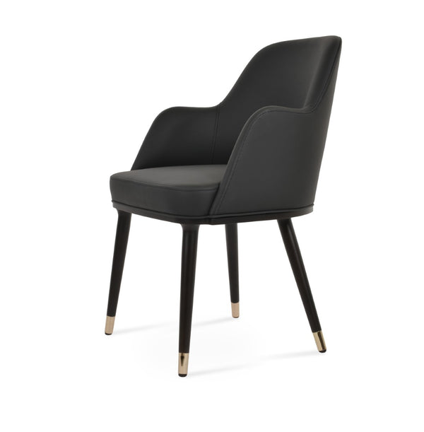 Soho Concept Marash Arm Pyramid Mw Stool - Luxurious Boucle & Wool Fabric, Ergonomic Design, 10-year Guarantee Brass,Black  Soho-concept-dining-chair-04546