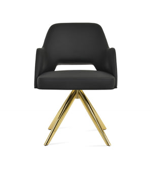 Soho Concept Marash Arm Pyramid Mw Stool - Luxurious Boucle & Wool Fabric, Ergonomic Design, 10-year Guarantee Gold,Black  Soho-concept-dining-chair-04563
