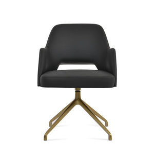 Soho Concept Marash Arm Pyramid Mw Stool - Stylish Dining Chair With Metal Base, Ergonomic Support & 10-year Guarantee Brass,Black  Soho-concept-dining-chair-04554