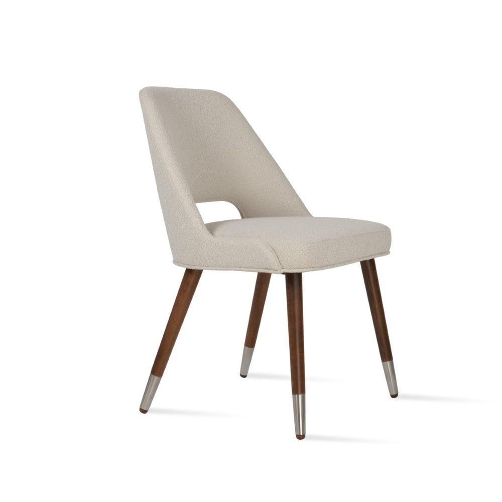Soho Concept Marash Dining Armchair - Elegant Solid Beech Wood, Stylish Fabrics, 10-year Guarantee, Ergonomic Comfort Walnut,Chrome,White Solid Wood (Beech) Walnut Finished Metal Ring Soho-concept-dining-chair-04579