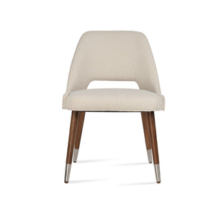 Soho Concept Marash Dining Armchair - Elegant Solid Beech Wood, Stylish Fabrics, 10-year Guarantee, Ergonomic Comfort Walnut,Chrome,White Solid Wood (Beech) Walnut Finished Metal Ring Soho-concept-dining-chair-04579