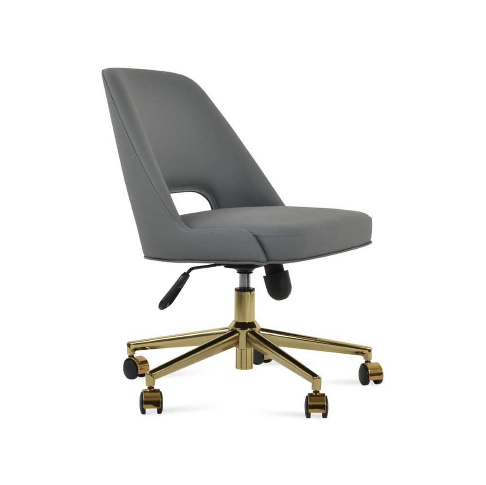 Soho Concept Marash Office Leatherette Chair With Metal Base - 10-year Guarantee, Stylish Comfort In Gold & Grey Gold,Grey  Soho-concept-dining-chair-11909