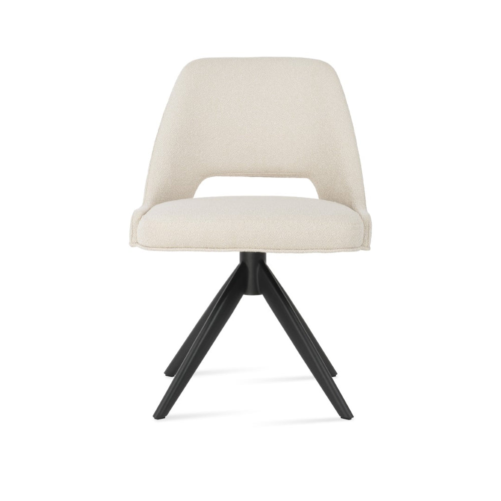 Soho Concept Marash Sword Swivel Dining Chair - Boucle, Velvet & Camira Fabrics, Gold/Brass Finishes, 10-year Guarantee Black,White  Soho-concept-dining-chair-04605