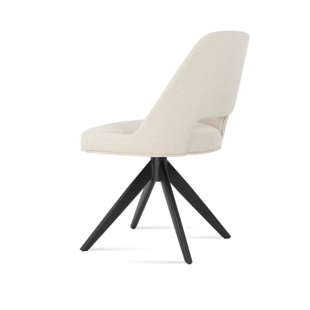 Soho Concept Marash Sword Swivel Dining Chair - Boucle, Velvet & Camira Fabrics, Gold/Brass Finishes, 10-year Guarantee Black,White  Soho-concept-dining-chair-04605