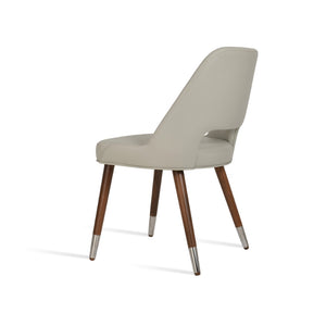 Soho Concept Marash Dining Armchair - Elegant Ergonomic Seating In Boucle & Wool With 10-year Guarantee, Walnut Finish Walnut,Chrome,Light Grey Solid Wood (Beech) Walnut Finished Metal Ring Soho-concept-dining-chair-04580