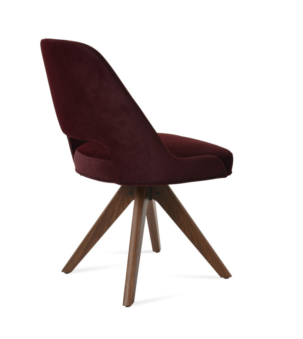Soho Concept Marash Pyramid Wood Dining Chair - Luxurious Upholstery In Boucle, Velvet, Or Camira | 10-year Guarantee Walnut  Soho-concept-dining-chair-04594