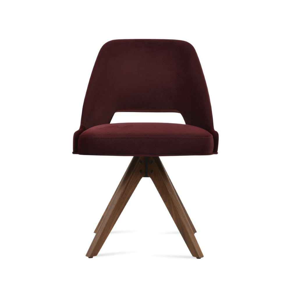 Soho Concept Marash Pyramid Wood Dining Chair - Luxurious Upholstery In Boucle, Velvet, Or Camira | 10-year Guarantee Walnut  Soho-concept-dining-chair-04594