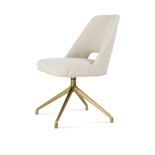 Soho Concept Marash Spider Swivel Dining Chair – Ergonomic Design, Stylish Fabrics & 10-year Guarantee, Modern Comfort Brass,White  Soho-concept-dining-chair-04599