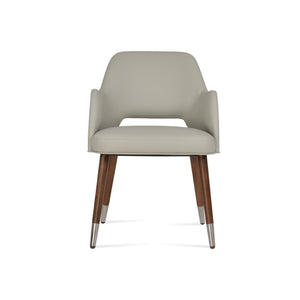 Soho Concept Marash Dining Armchair - Elegant Solid Beech Wood, Stylish Fabrics, 10-year Guarantee, Ergonomic Comfort Walnut,Chrome,Light Grey Solid Wood (Beech) Walnut Finished Metal Ring Soho-concept-dining-chair-04578