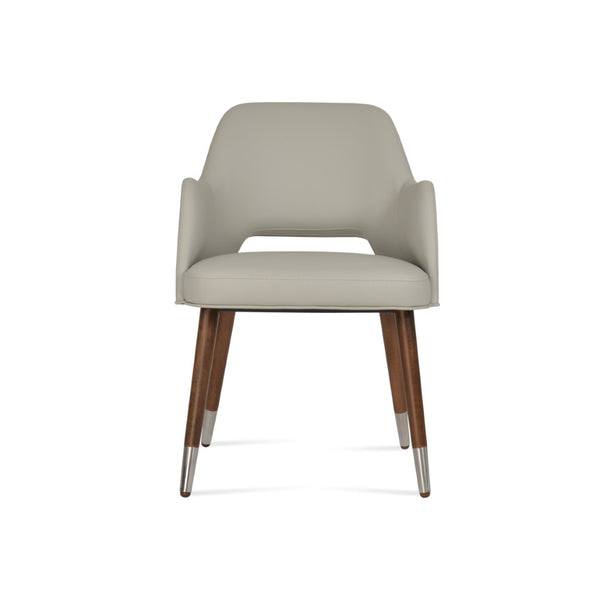 Soho Concept Marash Dining Armchair - Elegant Solid Beech Wood, Stylish Fabrics, 10-year Guarantee, Ergonomic Comfort Walnut,Chrome,Light Grey Solid Wood (Beech) Walnut Finished Metal Ring Soho-concept-dining-chair-04578