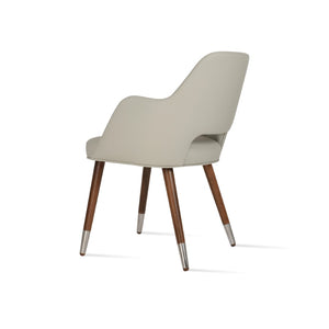 Soho Concept Marash Dining Armchair - Elegant Solid Beech Wood, Stylish Fabrics, 10-year Guarantee, Ergonomic Comfort Walnut,Chrome,Light Grey Solid Wood (Beech) Walnut Finished Metal Ring Soho-concept-dining-chair-04578