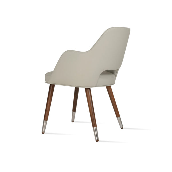 Soho Concept Marash Dining Armchair - Elegant Solid Beech Wood, Stylish Fabrics, 10-year Guarantee, Ergonomic Comfort Walnut,Chrome,Light Grey Solid Wood (Beech) Walnut Finished Metal Ring Soho-concept-dining-chair-04578
