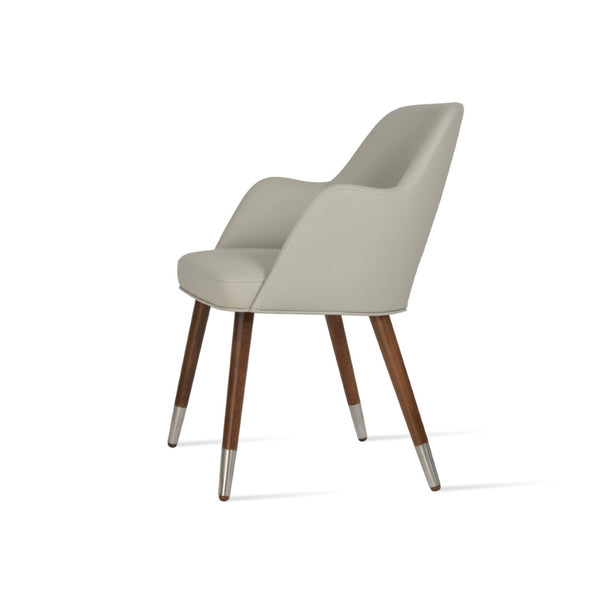 Soho Concept Marash Dining Armchair - Elegant Solid Beech Wood, Stylish Fabrics, 10-year Guarantee, Ergonomic Comfort Walnut,Chrome,Light Grey Solid Wood (Beech) Walnut Finished Metal Ring Soho-concept-dining-chair-04578