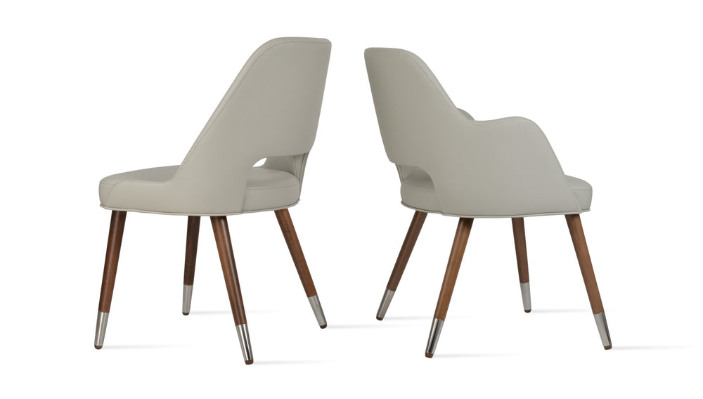 Soho Concept Marash Dining Armchair - Elegant Ergonomic Seating In Boucle & Wool With 10-year Guarantee, Walnut Finish Walnut,Chrome,Light Grey Solid Wood (Beech) Walnut Finished Metal Ring Soho-concept-dining-chair-04580