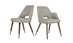 Soho Concept Marash Dining Armchair - Elegant Solid Beech Wood, Stylish Fabrics, 10-year Guarantee, Ergonomic Comfort Walnut,Chrome,Light Grey Solid Wood (Beech) Walnut Finished Metal Ring Soho-concept-dining-chair-04581