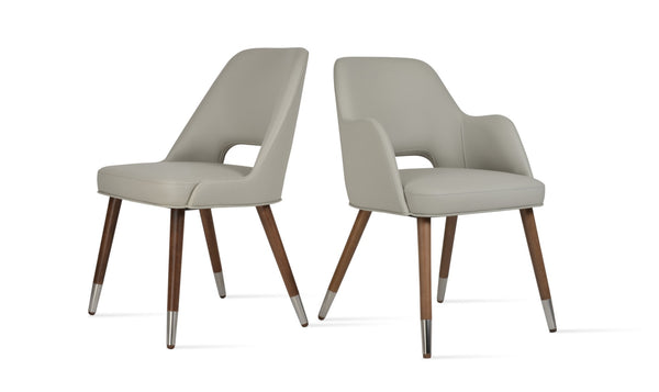 Soho Concept Marash Dining Armchair - Elegant Solid Beech Wood, Stylish Fabrics, 10-year Guarantee, Ergonomic Comfort Walnut,Chrome,Light Grey Solid Wood (Beech) Walnut Finished Metal Ring Soho-concept-dining-chair-04581