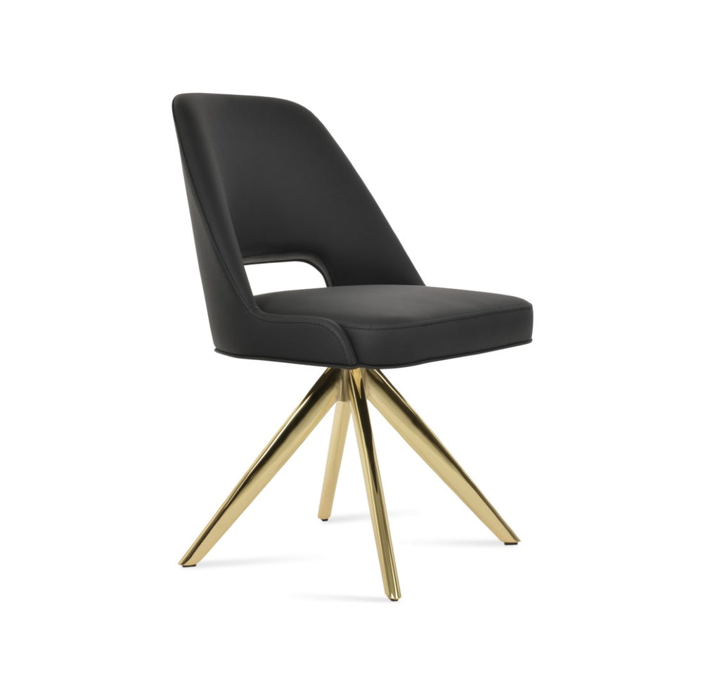 Soho Concept Marash Sword Swivel Dining Chair - Ergonomic Boucle & Camira Fabric, 10-year Guarantee, Stylish Finish Gold,Black  Soho-concept-dining-chair-04612