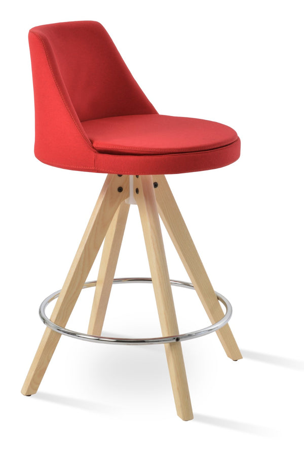 Soho Concept Martini Pyramid Wood Barstools & Counterstools - Elegant Swivel Design In Camira Fabric & 10-year Warranty Red,Natural,Ash  Soho-concept-dining-chair-08967