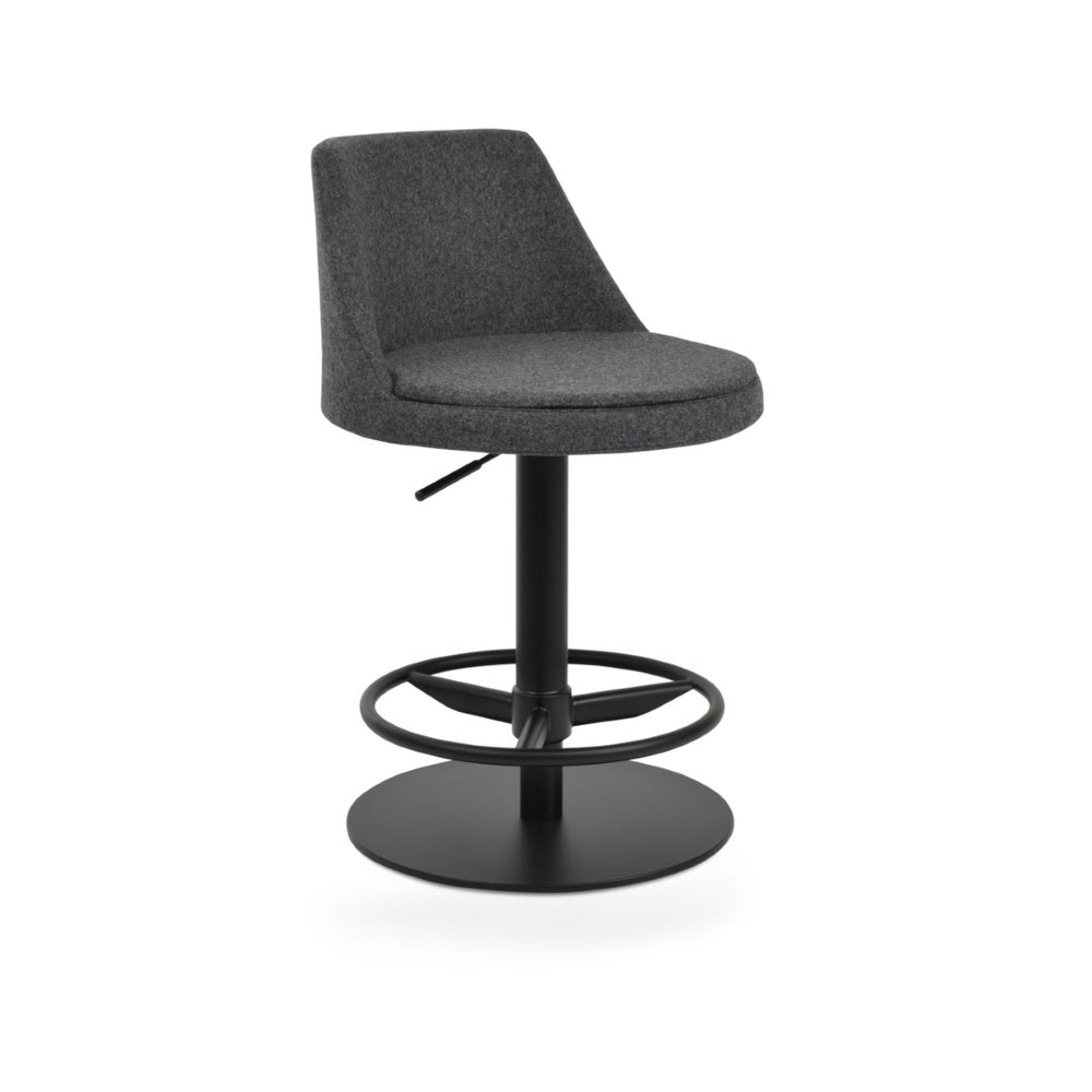 Soho Concept Martini Piston Stool - Stylish Full Footrest Barstools In Durable Camira Blazer Wool, Dark Grey/Black Dark Grey,Black  Soho-concept-dining-chair-08955
