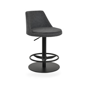 Soho Concept Martini Piston Stool - Stylish Full Footrest Barstools In Durable Camira Blazer Wool, Dark Grey/Black Dark Grey,Black  Soho-concept-dining-chair-08955