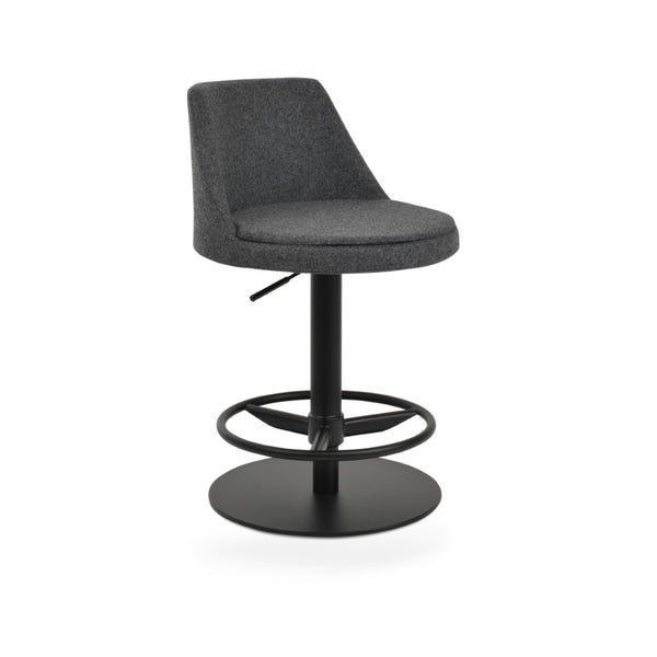 Soho Concept Martini Piston Stool - Stylish Full Footrest Barstools In Durable Camira Blazer Wool, Dark Grey/Black Dark Grey,Black  Soho-concept-dining-chair-08955