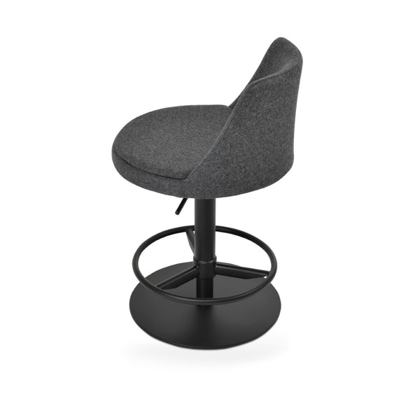 Soho Concept Martini Piston Stool - Stylish Full Footrest Barstools In Durable Camira Blazer Wool, Dark Grey/Black Dark Grey,Black  Soho-concept-dining-chair-06942