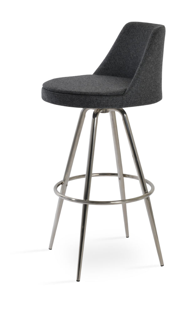 Soho Concept Martini Max Barstools & Counterstools In Camira Blazer Wool - Stylish Swivel Design, 10-year Guarantee Dark Grey Steel Tubular Legs Black ,S.Steel ,Walnut Finish,Brass Soho-concept-dining-chair-08983