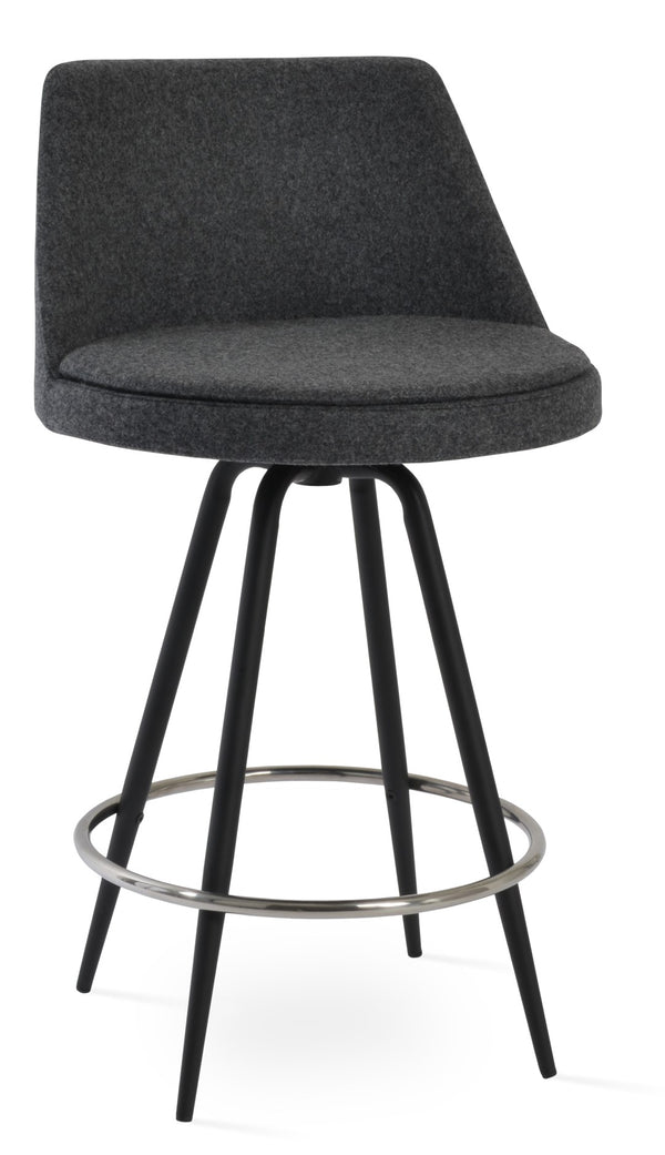 Soho Concept Martini Max Barstools & Counterstools In Camira Blazer Wool - Stylish Swivel Design, 10-year Guarantee Black,Dark Grey Steel Tubular Legs Black ,S.Steel ,Walnut Finish,Brass Soho-concept-dining-chair-08989