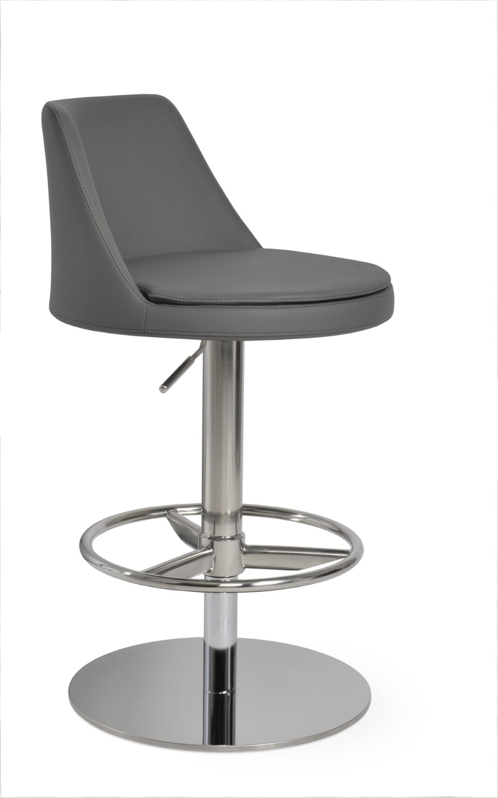 Soho Concept Martini Piston Stool With Full Footrest - Adjustable Height, Durable Camira Fabric, 10-year Guarantee Grey  Soho-concept-dining-chair-09019
