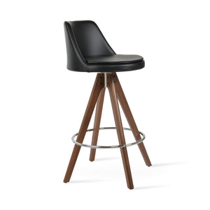 Soho Concept Martini Pyramid Barstools & Counterstools - Ergonomic Camira Era Fabric, Solid Wood, 10-year Guarantee Walnut,Black  Soho-concept-dining-chair-06961