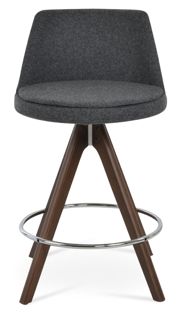 Soho Concept Martini Pyramid Swivel Barstools & Counterstools - Camira Blazer Wool, 10-year Guarantee, Walnut Walnut,Dark Grey  Soho-concept-dining-chair-09030