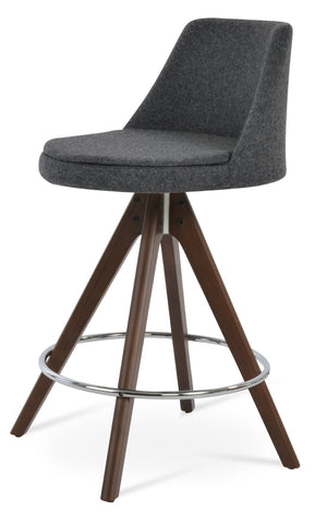 Soho Concept Martini Pyramid Barstools & Counterstools - Ergonomic Camira Wool, 10-year Italian Ppm Guarantee! Walnut,Dark Grey  Soho-concept-dining-chair-06963