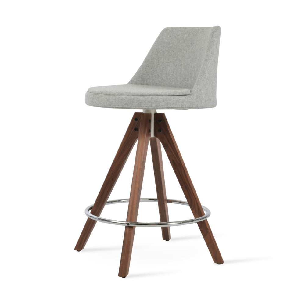 Soho Concept Martini Pyramid Wood Barstools & Counterstools - Elegant Swivel Design In Camira Fabric & 10-year Warranty Walnut  Soho-concept-dining-chair-08973