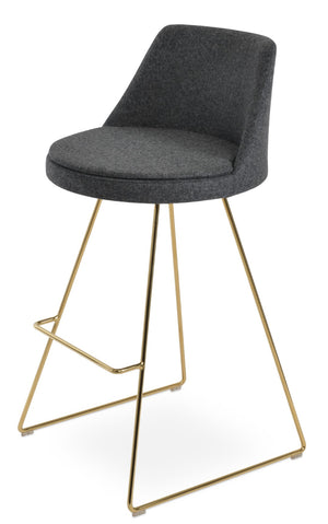 Soho Concept Martini Wire Barstools & Counterstools: Premium Camira Blazer Wool, 10-year Guarantee, Modern Design Gold,Dark Grey  Soho-concept-dining-chair-06964