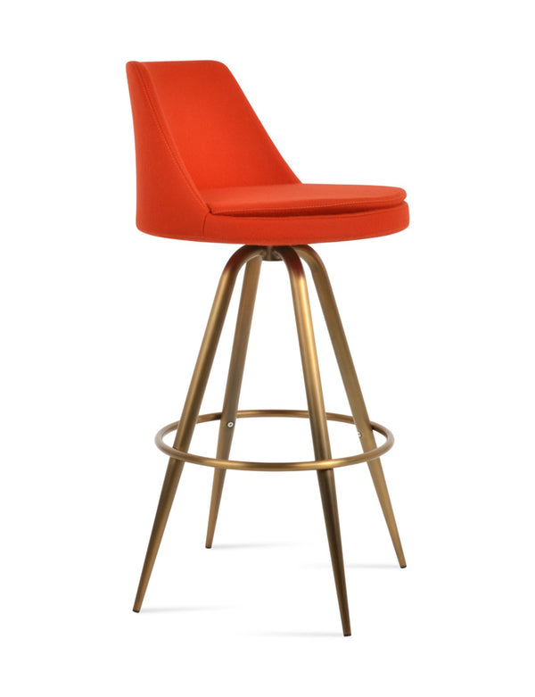 Soho Concept Martini Max Barstools & Counterstools In Camira Blazer Wool - Stylish Swivel Design, 10-year Guarantee Brass,Orange Steel Tubular Legs Black ,S.Steel ,Walnut Finish,Brass Soho-concept-dining-chair-08925