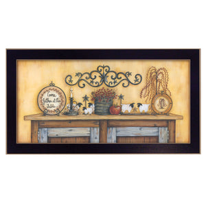 English Elm "come Gather at Our Table" Framed Typography Print Black Wood Wall Art Dining Room B06786280