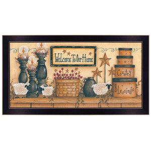 English Elm "welcome to Our Home" Framed Typography Print Black Wood Wall Art Ready to Hang B06786302