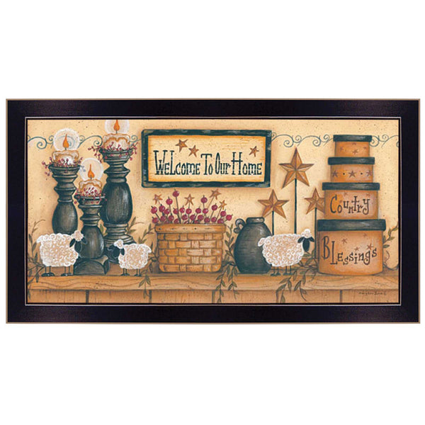 English Elm "welcome to Our Home" Framed Typography Print Black Wood Wall Art Ready to Hang B06786302