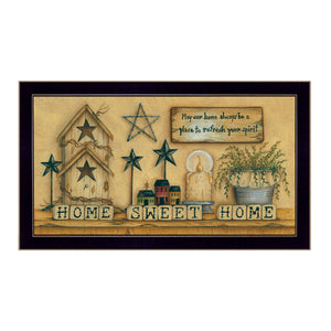 English Elm "home Sweet Framed Typographic Print Black Wood Matte Art for Entryway Walls B06786316