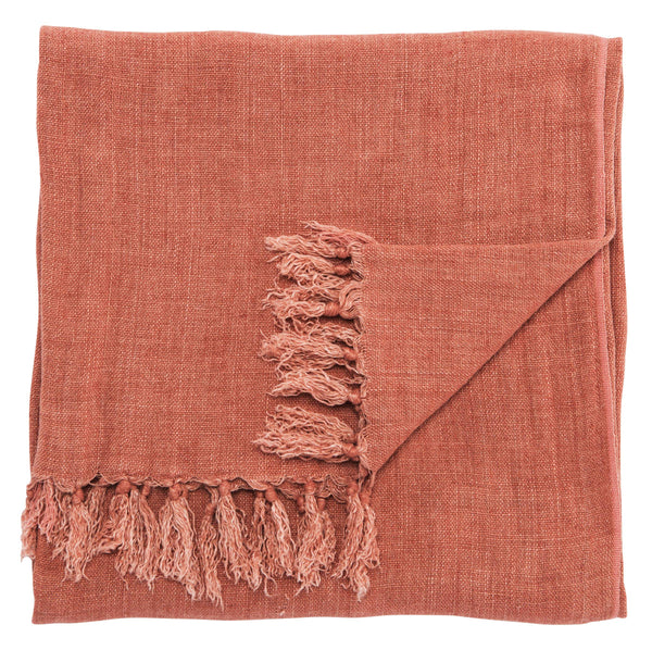 Jaipur Living Jaipur Living Lisabet Linen Throw Blanket with Knotted Fringe for Farmhouse Decor Pink THR100193