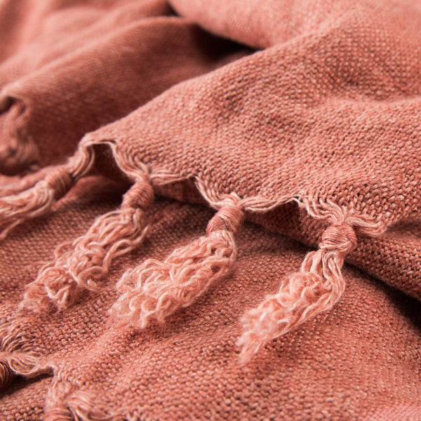 Jaipur Living Jaipur Living Lisabet Linen Throw Blanket with Knotted Fringe for Farmhouse Decor Pink THR100193