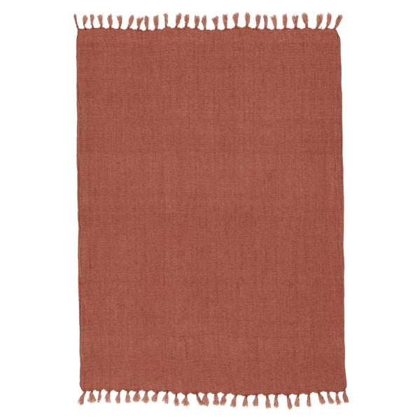 Jaipur Living Jaipur Living Lisabet Linen Throw Blanket with Knotted Fringe for Farmhouse Decor Pink THR100193